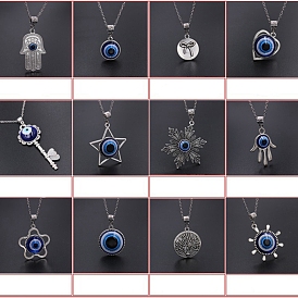 Alloy Evil Eye Pendant Necklaces