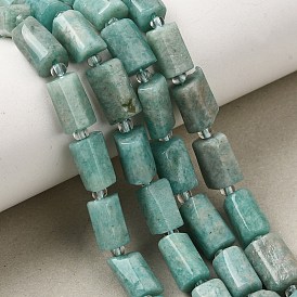 Natural Amazonite Beads Strands, Column, Faceted, with Seed Beads