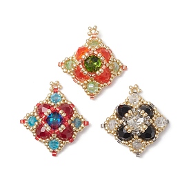 Handmade Glass Seed Beads, Loom Pattern, Rhombus Pendants