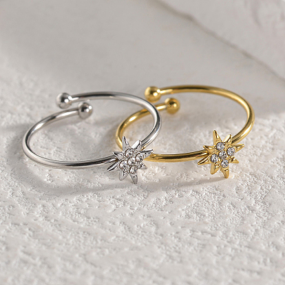 Звезда 304 нержавеющая сталь с кристаллами и стразами манжеты кольца для женщин