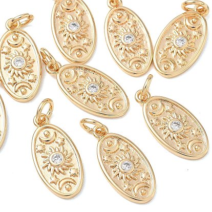 Подвески Shegrace из латуни с прозрачными кубическими циркониями, овал с солнечными подвесками, без кадмия и без свинца и без никеля