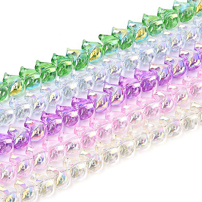 Гальваническое покрытие, прозрачные стеклянные бусины, нити, дельфин, с половиным покрытием