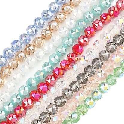 Гальванические непрозрачные стеклянные бусины, рондель, граненые