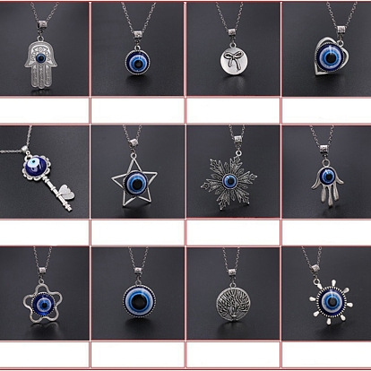 Alloy Evil Eye Pendant Necklaces