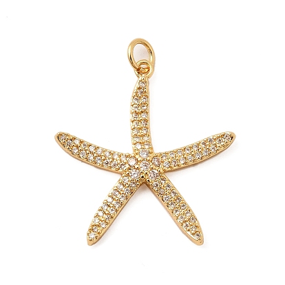 Латунные микро проложить кубического циркония подвески, без кадмия, без никеля и без свинца, морская звезда, с прыжковых колец