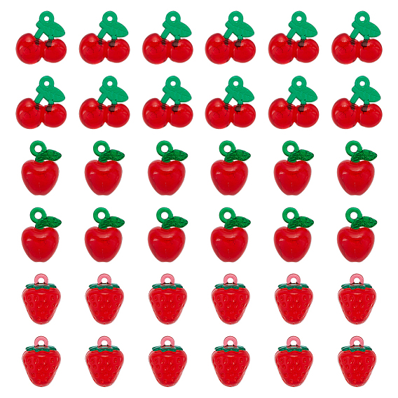36 шт. 3 стили акриловые имитации фруктовых подвесок, подвески в форме фруктов