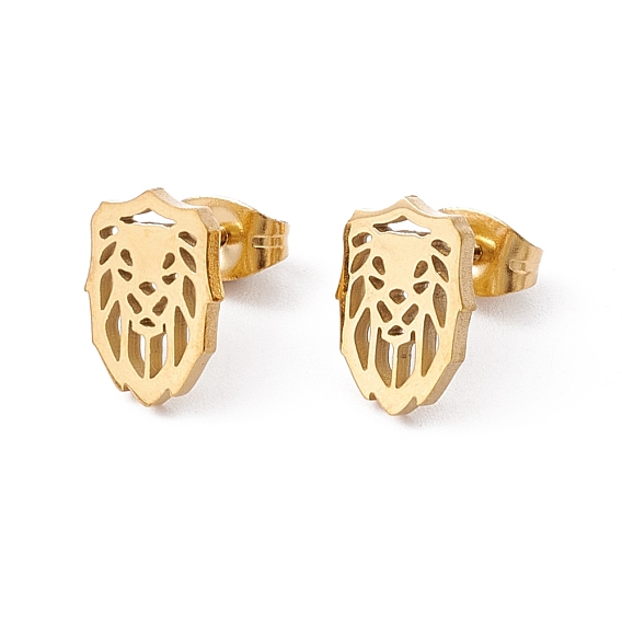 304 Stainless Steel Lion Stud Earrings for Men Women