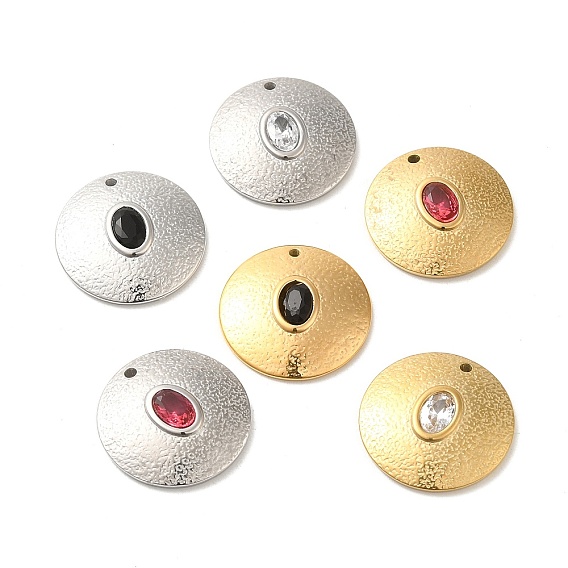 304 подвески из нержавеющей стали, со стразами, плоские круглые прелести