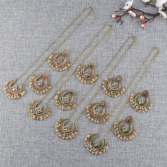 Комплект из ожерелья с подвеской в виде капли и кольца из сплава и пластиковой жемчужной эмали и серег-гвоздиков, золотые