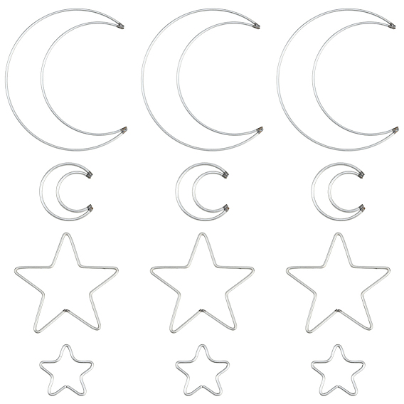 20 шт. 4 стили железное кольцо для плетения сетки/паутинки своими руками с перьями, макраме и вязание узлов, Луна и звезды