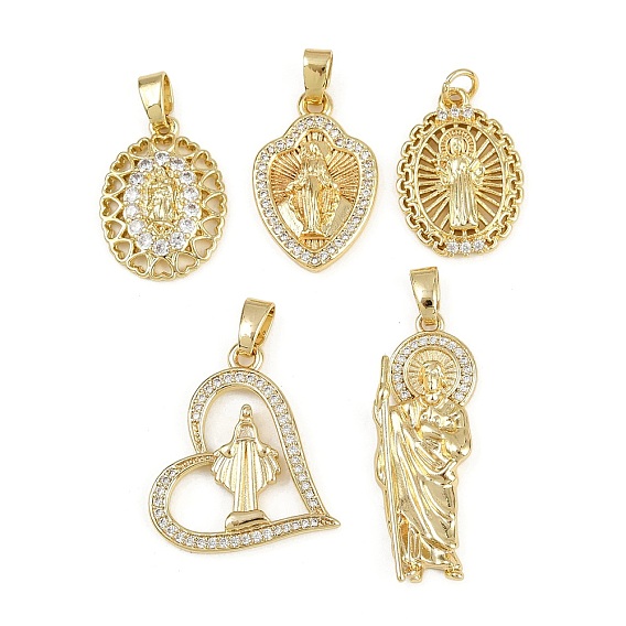 Латунные микро проложить кубического циркония подвески, религиозная тема, без кадмия и без свинца, реальный 18 k позолоченный
