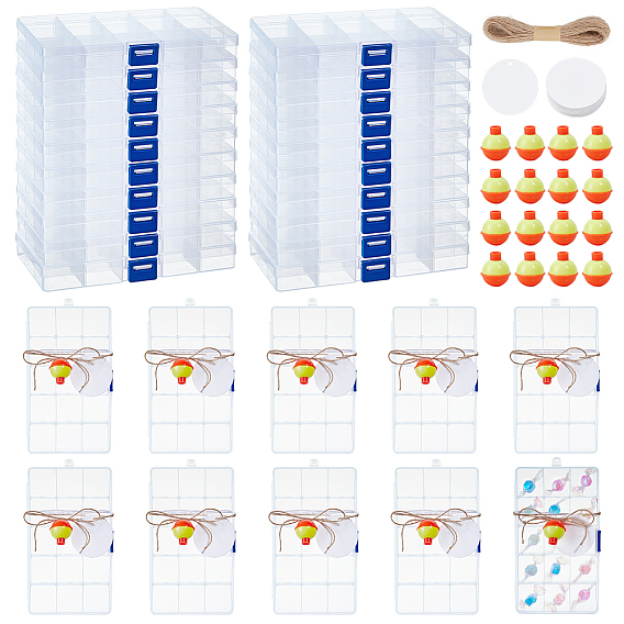 DIY Jewelry Kits, Including Paper Blank Price Tags, PP Plastic Fishing Snap-on Floats and Jute Twine