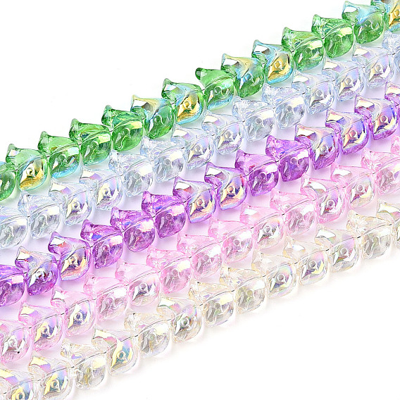 Гальваническое покрытие, прозрачные стеклянные бусины, нити, дельфин, с половиным покрытием