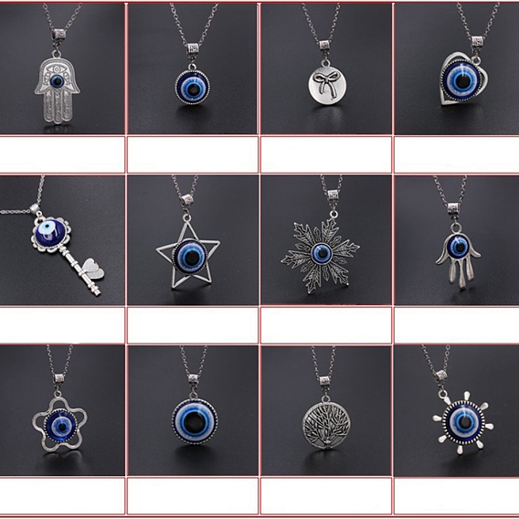 Alloy Evil Eye Pendant Necklaces