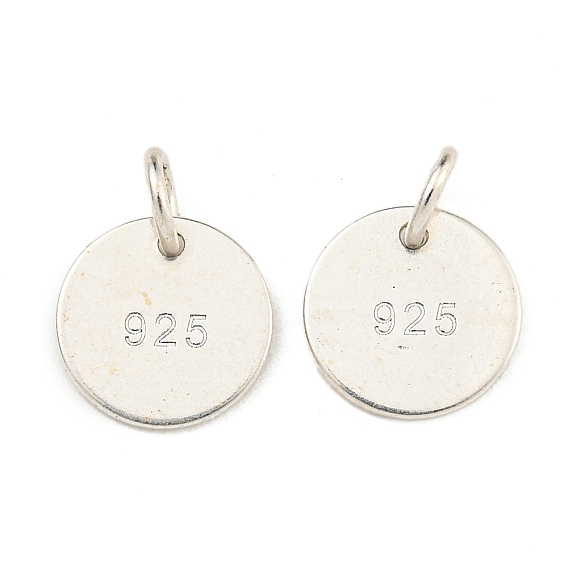6шт. 925 подвески из стерлингового серебра, пустой плоский круглый, с прыжковых колец
