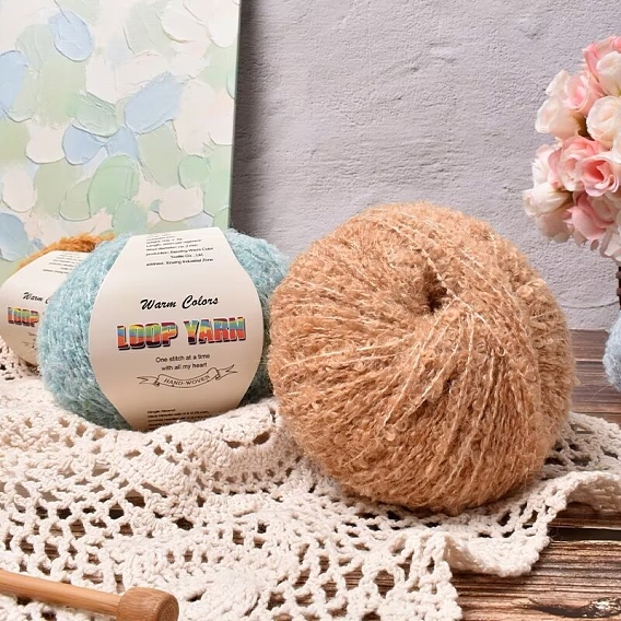 Пряжа из шерсти и полиэстера, для ткачества, вязание крючком