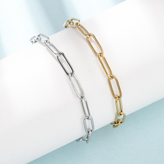 4MM 304 Stainless Steel Paperclip Chain Bracelets