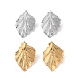 304 Stainless Steel Stud Earrings, for Women, Ion Plating(IP), Leaf