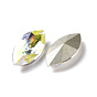 Light AB Style Glass Rhinestone Cabochons, Pointed Back & Back Plated, Faceted, Horse Eye