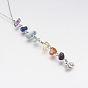 Chakra Natural Mixed Stone Brass Pendant Chains