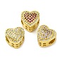 Стойки обшивки латунь микро проложить кубического циркония бусы, долговечный, без кадмия и без свинца, сердце, реальный 18 k позолоченный