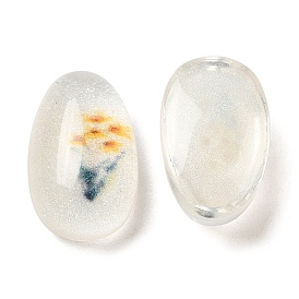 Transparent Epoxy Resin Cabochons, with Glitter Powder, Clear