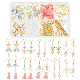 SUNNYCLUE DIY Amusement Park Theme Dangle Earring Making Kits, Including Hot Air Balloon & Rainbow & Bowknot Alloy Enamel Charms & Link Connectors, Glass Pearl Beads, Brass Earring Hooks