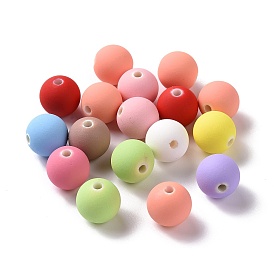 Spray Painted ABS Plastic Beads, Rubberized Style, Round