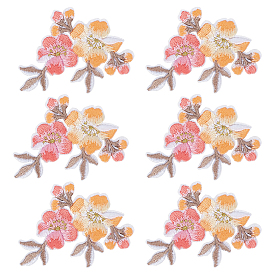 6Нашивки с цветочным рисунком из полиэстера и хлопка, выполненные с помощью компьютерной вышивки, пришиваемые/приклеиваемые утюгом., аппликации в китайском стиле