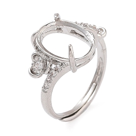 Стойка покрытие овальная латунь микропаве кубический цирконий регулируемый солитер кольцо компоненты, 4 настройки кольца зубца когтя, долговечный