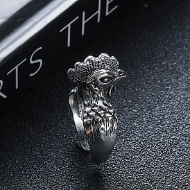 Tibetan Style Alloy Adjustable Rings, Rooster