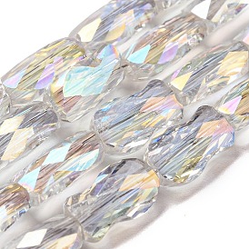 Transparent Electroplate Glass Beads Strands, AB Color Plated, Faceted, Fish