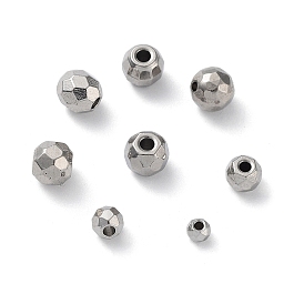 303 Stainless Steel Beads, Diamond Cut, Round