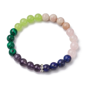 Natural & Synthetic Gemstone Round Beaded Stretch Bracelets for Women