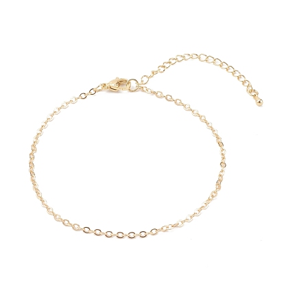 Brass Cable Chain Anklets, with Lobster Claw Clasps