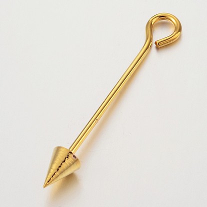 Brass Split Eye Pin, Arrow, 52~59x6mm, Hole: 4mm, Pin: 1.5mm