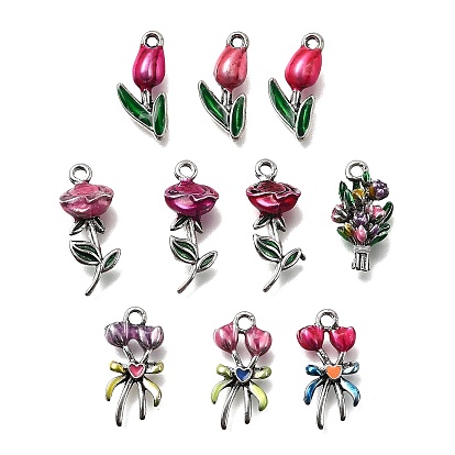 Подвески из эмали и сплава, цветок