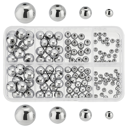 130шт. 4 стили гальванизированные немагнитные синтетические гематитовые бусины нити, класс А, круглые