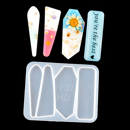 Hair Clip Silicone Molds, Resin Casting Molds, For UV Resin, Epoxy Resin Jewelry Making, Rectangle & Triangle & Polygon & Teardrop
