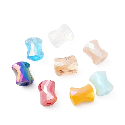 Гальванические стеклянные бусины, AB цвет, граненая подушка