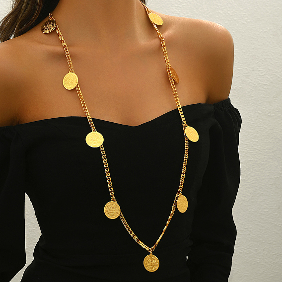 Роскошные длинные ожерелья с кисточками из латунных монет в ближневосточном стиле для женских вечеринок