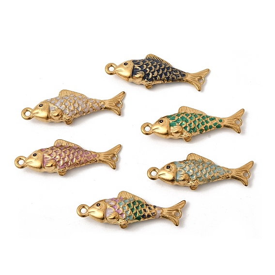 304 Подвески-коннекторы в виде рыбок из нержавеющей стали с эмалированным покрытием, ионное покрытие (ip), золотые