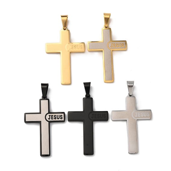 304 подвески-кресты из нержавеющей стали с изображением Иисуса, вакуумное покрытие pvd