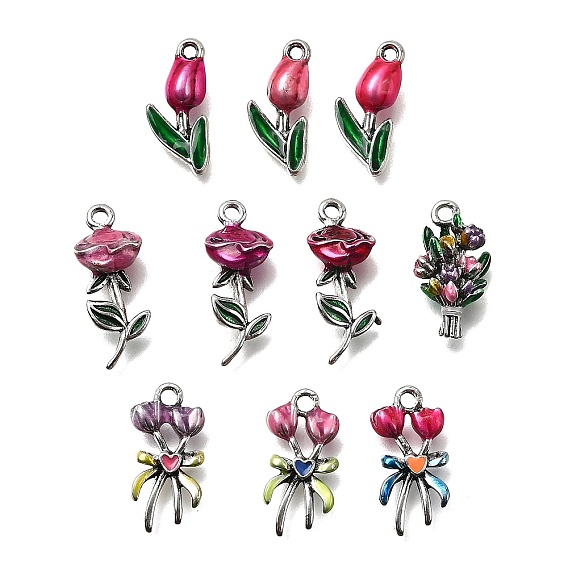 Подвески из эмали и сплава, цветок