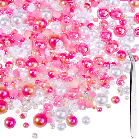 1 сумки из смолы кабошоны, имитация раковины и жемчуга, полукруглый и алмаз, 1Железные пинцеты для ПК