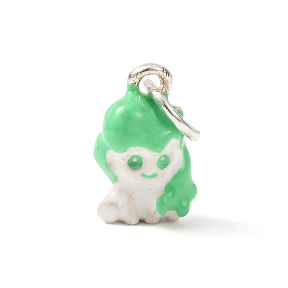 Brass Enamel Pendants, Horse Charms, Platinum