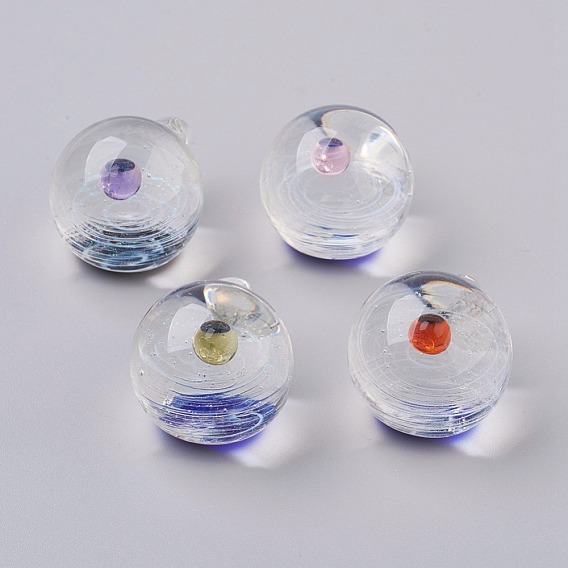 Lampwork Pendants, Galaxy Universe Ball, Round