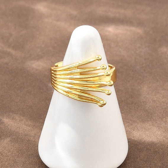 Irregular Brass Cuff Open Rings, Lead Free & Cadmium Free, Long-Lasting Plated, Rack Plating
