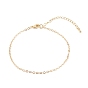 Brass Cable Chain Anklets, with Lobster Claw Clasps