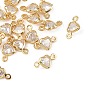SHEGRACE Brass Pave Clear Cubic Zirconia Heart Connector Charms, Cadmium Free & Nickel Free & Lead Free, Long-Lasting Plated